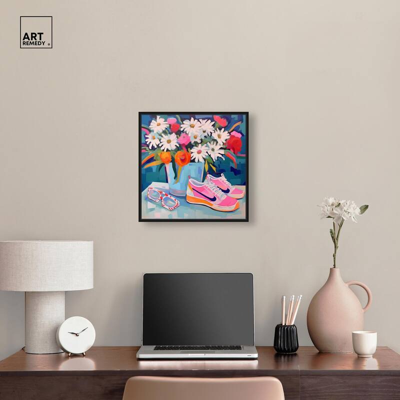 Whimsical Sneakers Flower Vase Canvas by Art Remedy