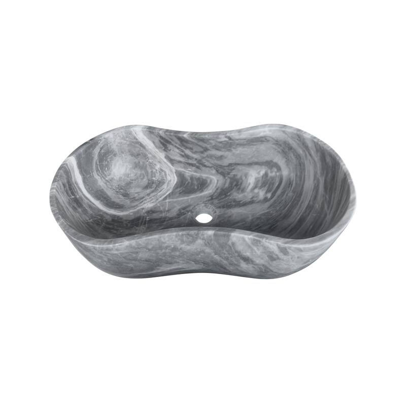 Roomfitters Marble Bathroom Vessel Sink, Natural Stone Countertop Wash Basin, Polished Oval Vanity Sink