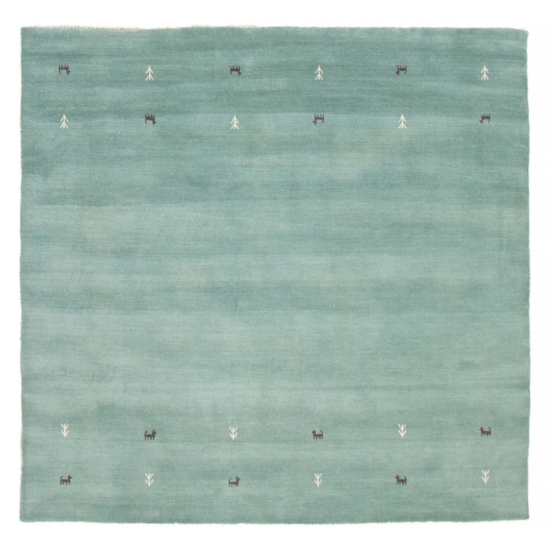 Kashkuli Gabbeh Blue Rug 6'7" x 6'7" - 6'7 x 6'7 - Light Blue - 6'7 x 6'7