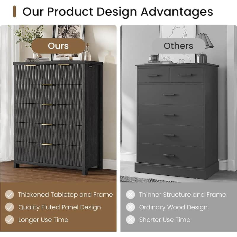 Fluted Bedroom Dresser Drawers TV Stand Drawer Organizer