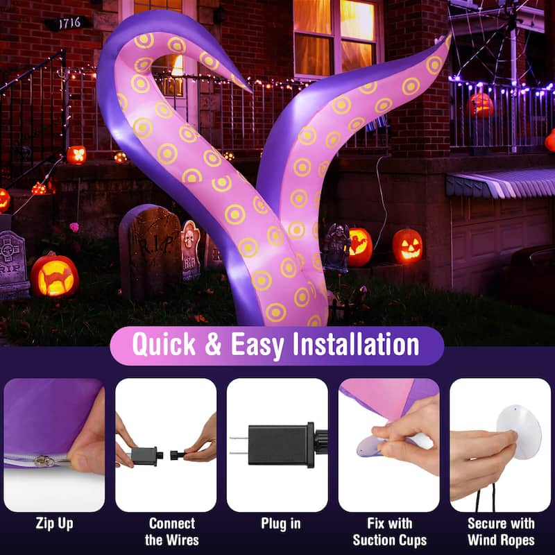 Costway 6.5 Ft Inflatable Tentacles Blow up Octopus Legs Window - as pic shows - See Details
