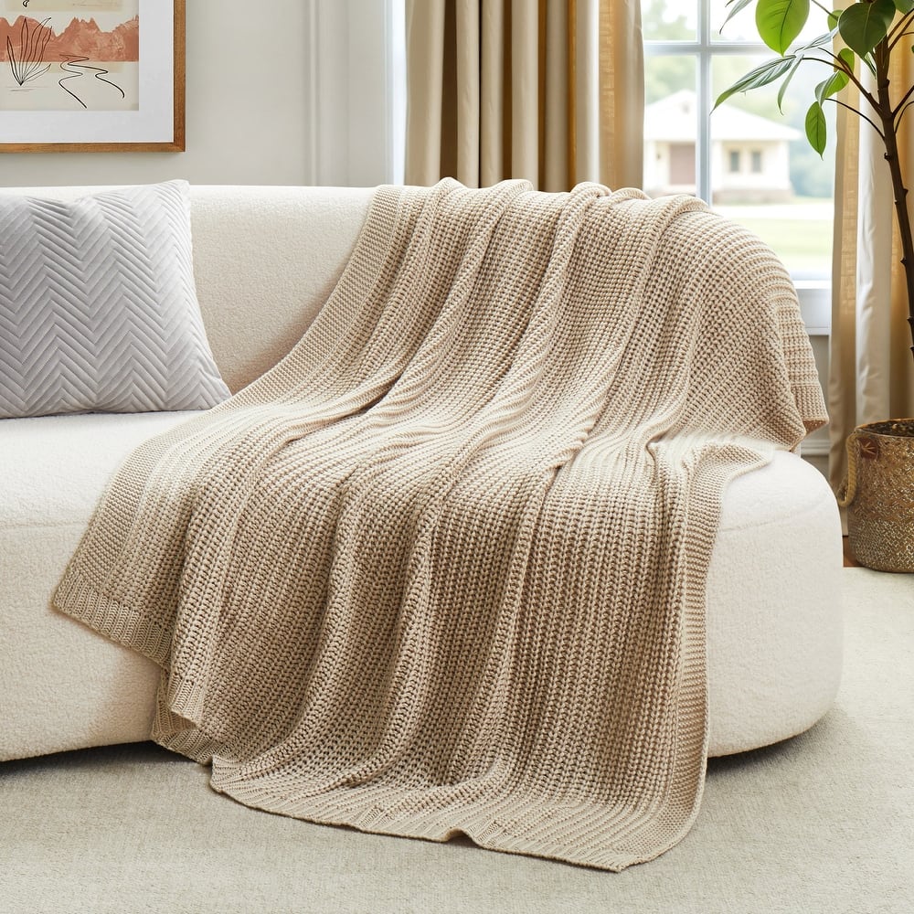 Lightweight Soft 50"x60" Chunky Knit Throw Blanket Couch Cover
