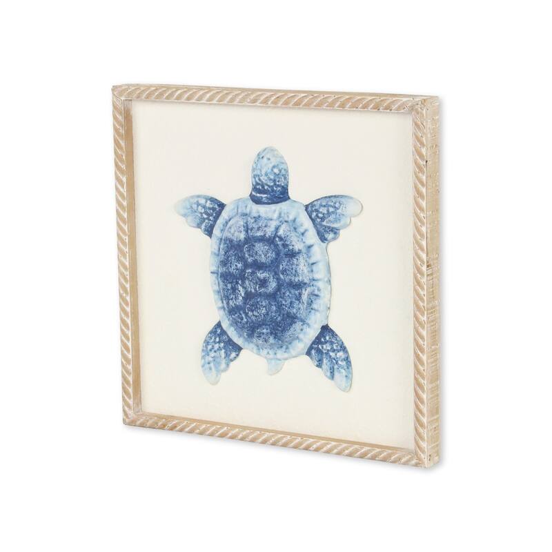 Coralia Blue Metal Sea Turtle Relief Wall Art
