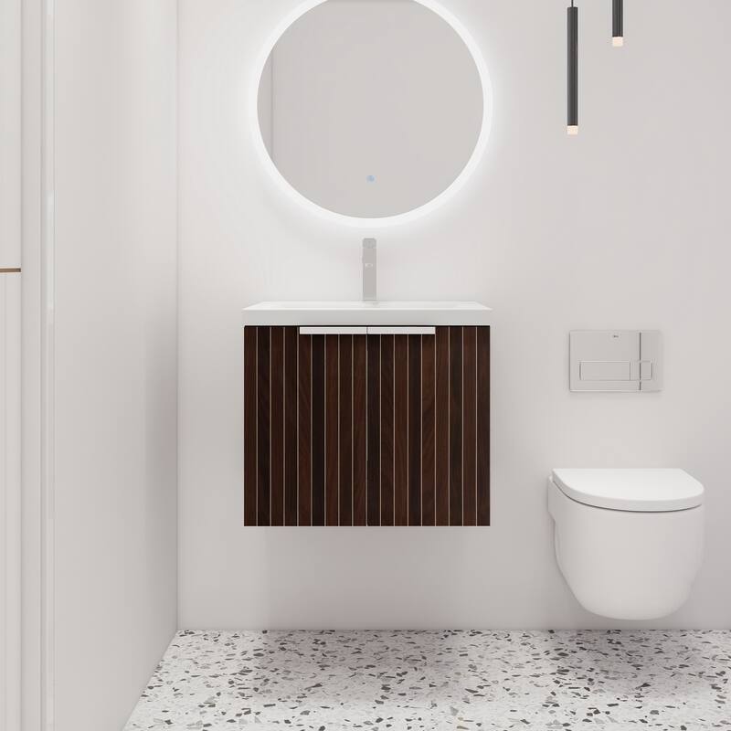 Malwee 24"/30"/36"/48" Bathroom Vanity with Sink, Floating Bathroom Vanity with Soft Close Door - 23.6"×18.1"×20.5"
