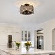 preview thumbnail 3 of 8, Modern Matte Black Crystal Semi-Flush Mount