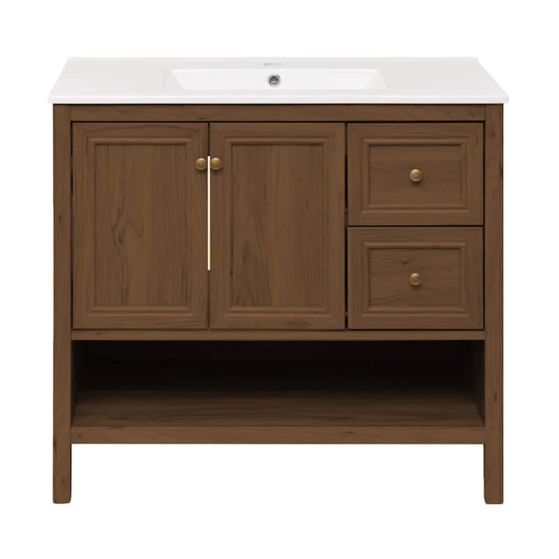 Swiss Madison SM-BV0602 Chateau 37" Free Standing Single Basin Vanity - Brown Oak