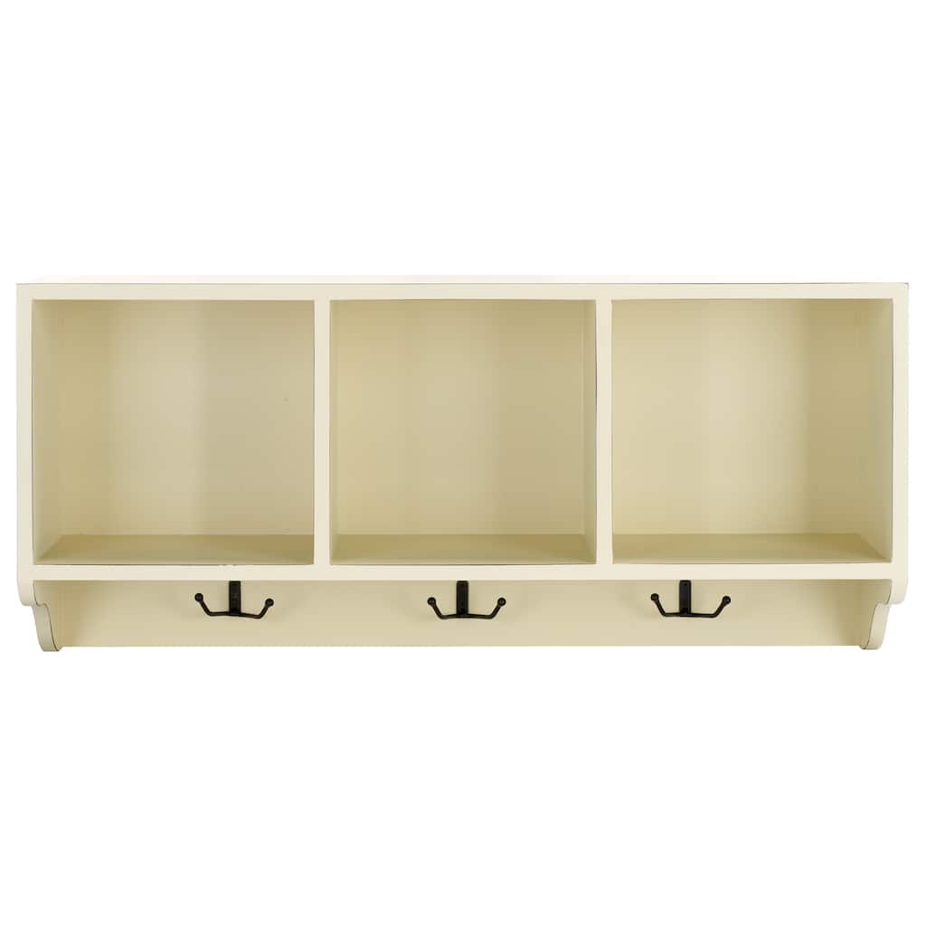 SAFAVIEH Chandita White 3-Hook 3-Shelf Wall Shelf - 33.5" x 9.1" x 15" - 34Wx9Dx15H