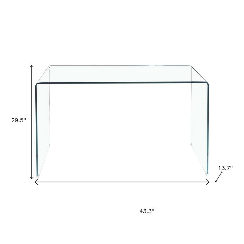 HomeRoots 43" Clear Glass Solid Console Table - 43.30 in. x 29.50 in. x 13.70 in.