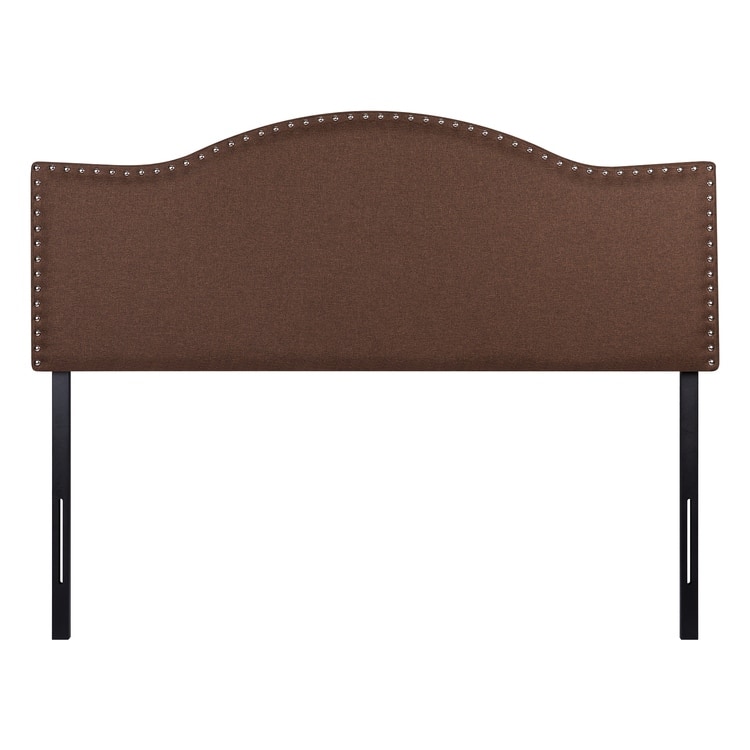 Queen Size Nailhead Tufted Headboard - Height Adjustable with 12 Positions, Metal Legs, Wall Mount Compatible, Headboard Only - Espresso