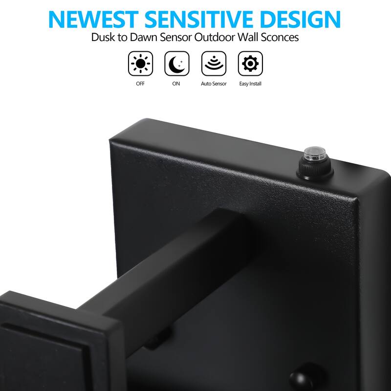 Outdoor Black Wall Lantern Sconce Light, 2-Pack