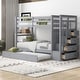 preview thumbnail 1 of 40, Twin Over Twin Bunk Bed with Trundle Bed, Staircase and 4 Storage Drawers, Solid Wood Bunk Beds with Stairs and Guardrail Grey - Twin