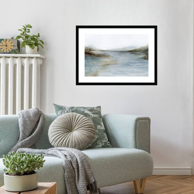 Misty River Through Quiet Hills by Ian C Wood Framed Wall Art Print