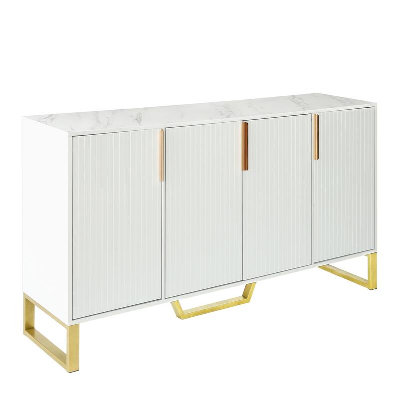 Modern sideboard with Four Doors, Metal handles & Legs and Adjustable