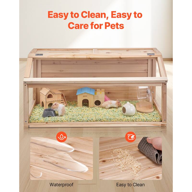 UIMOSO Wooden Hamster Cage, 270° Viewing Hamster Habitat, Dwarf Hamster Cages with Openable Top