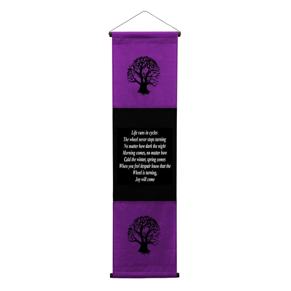 Inspirational Wall Decor "Life Run in Cycles" Banner Art, Inspiring Quote Hanging Scroll, Saying Tapestry