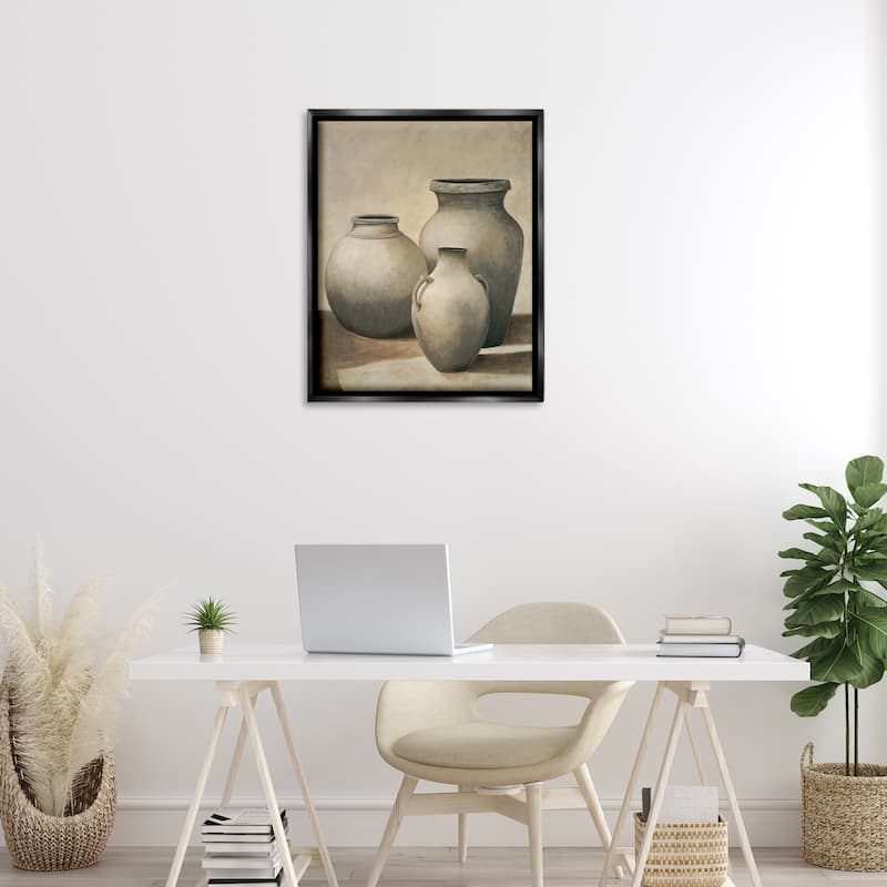 Stupell Trio of Vases Still Life Framed Floater Canvas Wall Art Design By André Mazo