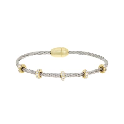 Juvell Gold Plated Cubic Zirconia Twisted-Cable Bangle Bracelet