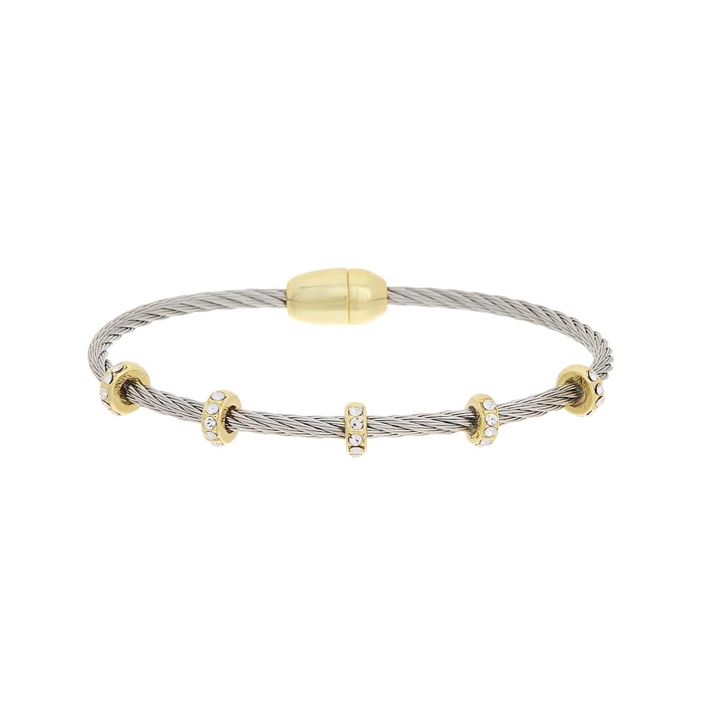Juvell Gold Plated Cubic Zirconia Twisted-Cable Bangle Bracelet
