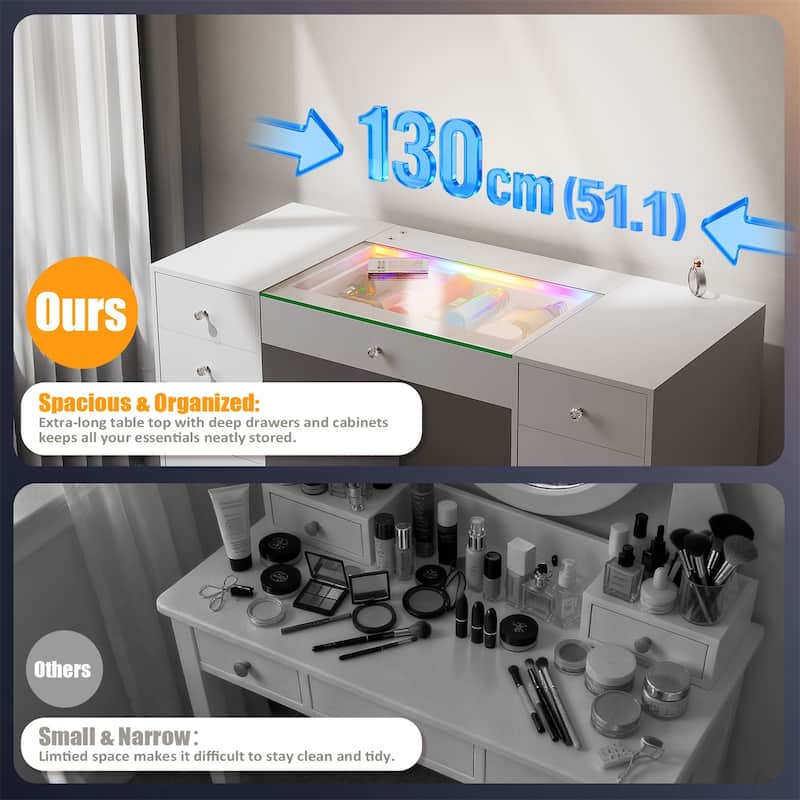 51.2" LED Makeup Vanity Desk with RGB Light Strip