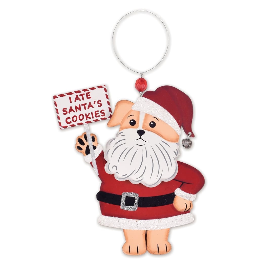 Chubby Santa Dog Ornament -Set of 2