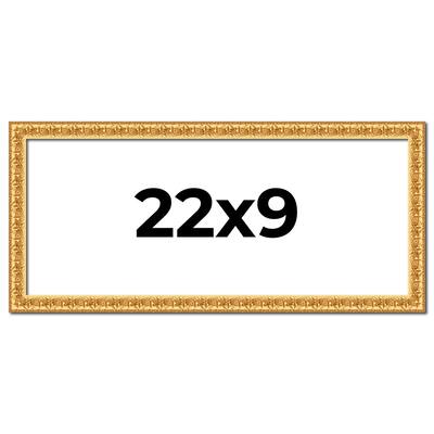 22x9 Frame Gold Real Wood Picture Frame Width 1 inches | Interior