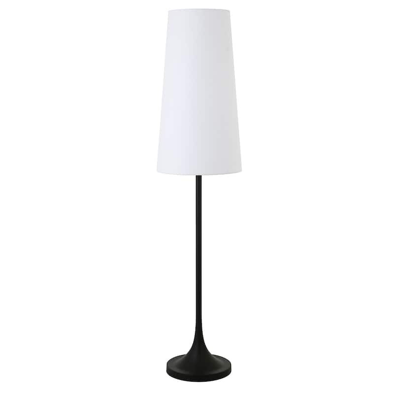 HomeRoots 60" Black Novelty Floor Lamp With White Frosted Glass Drum Shade - 60" Tall