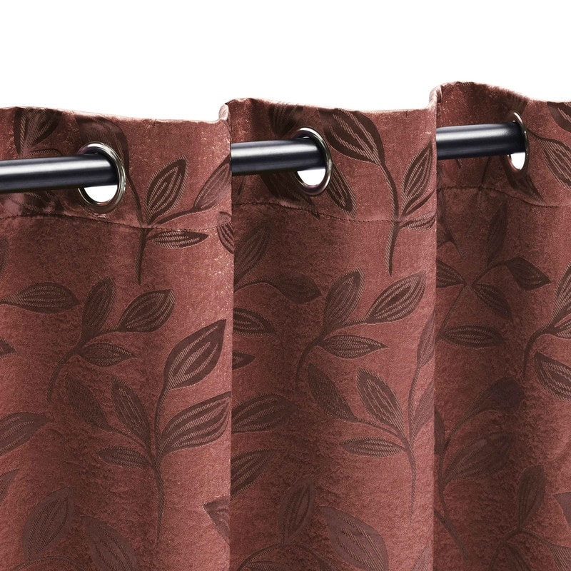Superior Modern Bohemian Leaves Room Darkening Curtains with Grommets