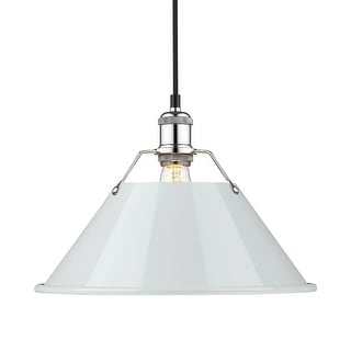 Yep by Golden Lighting Orwell 1-light 14in Pendant in Chrome and Dusky Blue shade - Silver