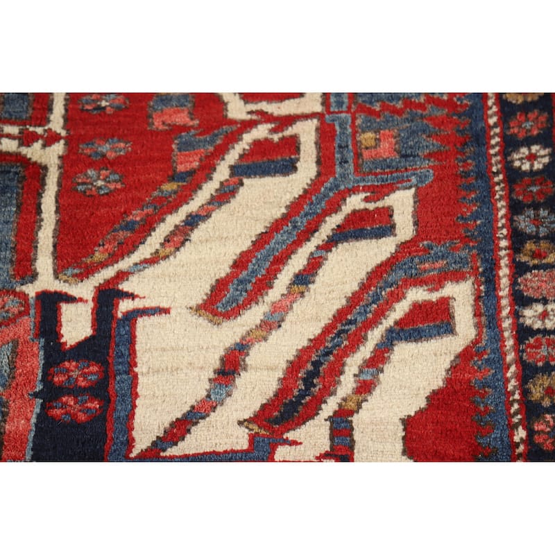 Hand Knotted Oriental 100% Wool Carpet Traditional Geometric Beige & Ivories Heriz (serapi) Area Rug - 7' 3'' X 4' 8''