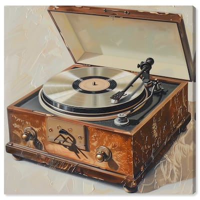Notoriart Vintage Record Player Gallery Wrapped Bar Cart Art For Men