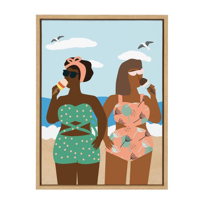 Kate and Laurel Sylvie Ice cream Framed Canvas by Queenbe Monyei - 18x24 - Plastic - Brown