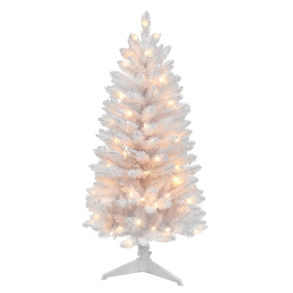 Puleo International 4 ft. Pre-Lit White Carson Artificial Pine Tree