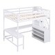 preview thumbnail 32 of 32, Full Size Loft Bed with Built-in L-Shaped Desk, Three-Tier Storage Shelves, and Attached Storage Staircase, Grey