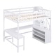 preview thumbnail 15 of 16, White Full Size Pine Wood Loft Bed with Built-in L-Shaped Desk and Three-Tier Storage Shelves, and Attached Storage Staircase