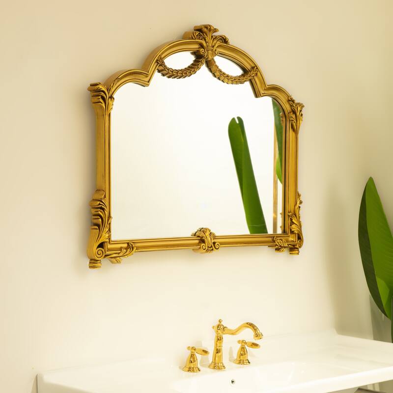 VITI Baroque Revival Ornate Golden Frame PU Mirror - Bathroom, Bedroom, Living Room - Silver
