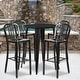preview thumbnail 1 of 31, 30'' Round Metal Indoor-Outdoor Bar Table Set with 4 Vertical Slat Back Stools - 30"W x 30"D x 41"H