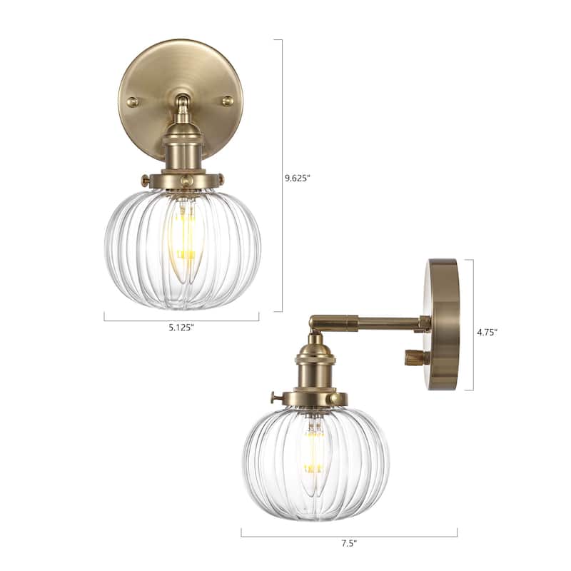 WINGBO Wall Sconces Glass Wall Lamp Lighting Fixtures with Pumpkin Shade, - N/A