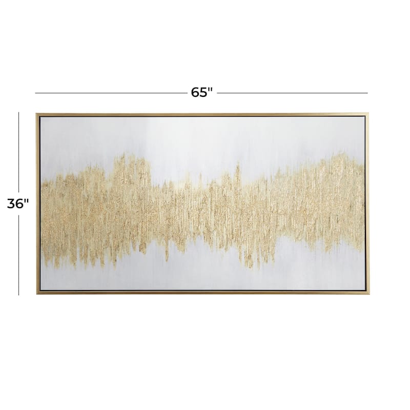 Canvas Abstract Long Horizontal Living Room Framed Wall Art with Glitter Flakes - Gold - CosmoLiving by Cosmopolitan