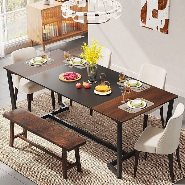 71 inch Dining Table for 6, Industrial Kitchen Table Dining Room Table