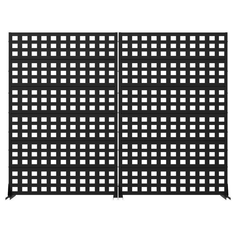 Outdoor Rectangle Privacy Screens Metal Screen Fence Panel Set of 2