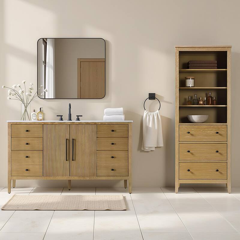 Kensington 16-28 Inch Open Shelving Bath Storage Cabinet