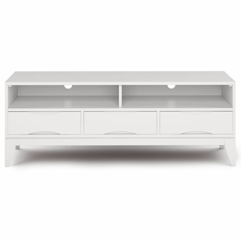 WYNDENHALL Pearson SOLID HARDWOOD 60 inch Wide Mid Century Modern TV Media Stand For TVs upto 65 inches - 60"w x 19"d x 22" h