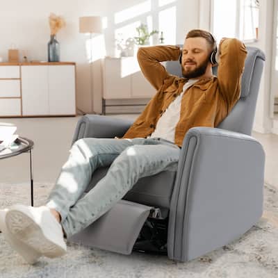 ​Electric Recliner Glider Chair - Faux Leather Nursery Chair for Living Room & Bedroom with Rocking Function​