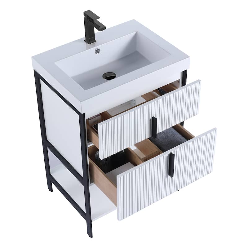 Fine Fixtures Serenity Modern Bathroom Vanity with White Gel Acrylic Top
