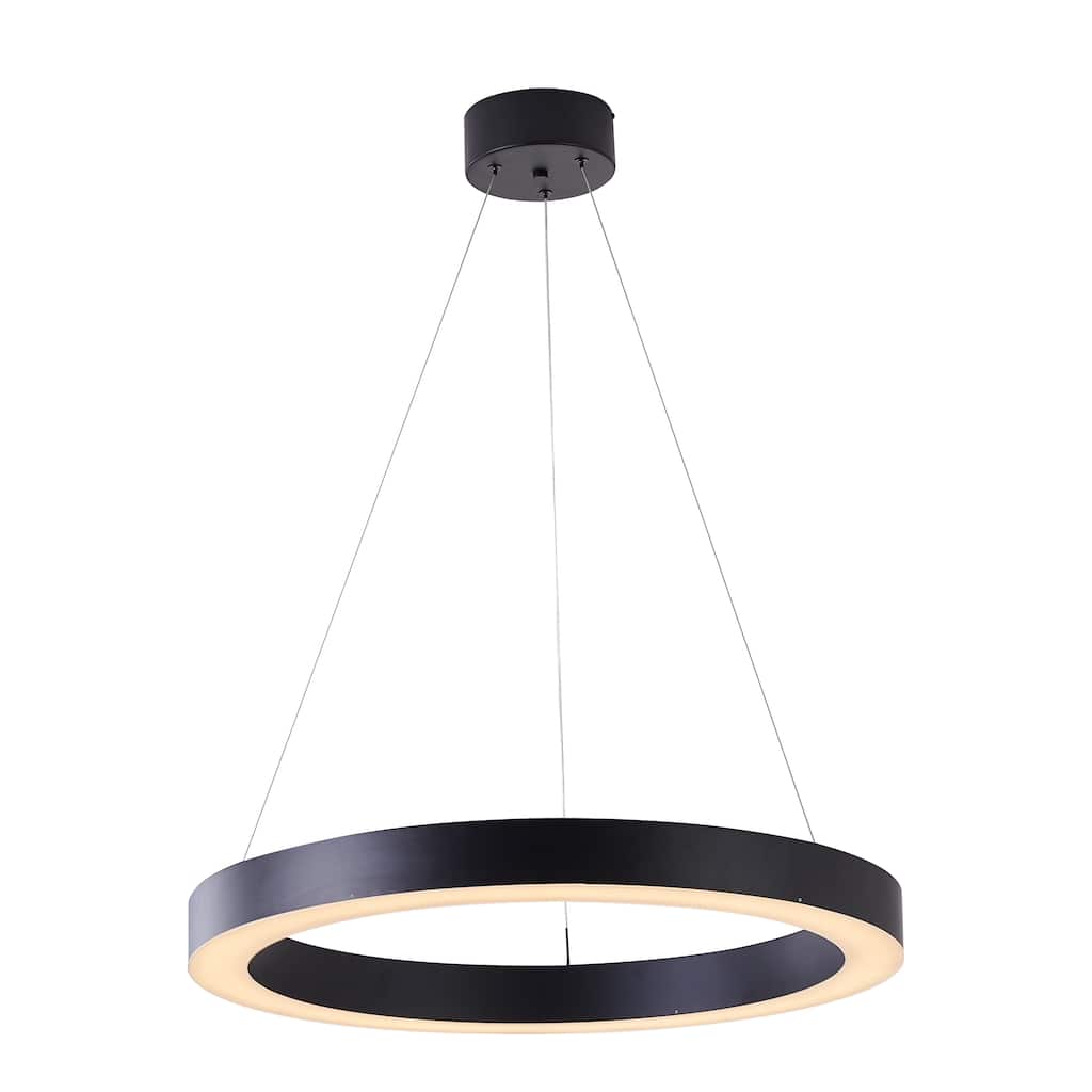 Matte Black LED Chandelier With A White Acrylic Diffuser