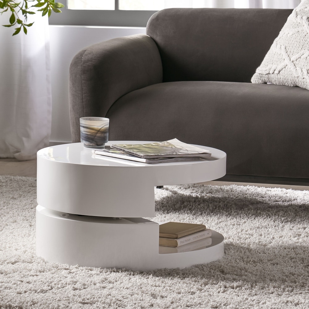 Carson oval mod rotating wood coffee table cheap by christopher knight home