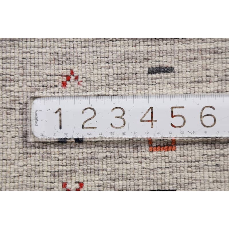 Hand Knotted Oriental 100% Wool Carpet Tribal Animal Pictorial Beige & Ivories Gabbeh Runner Rug - 9' 10'' X 2' 7''