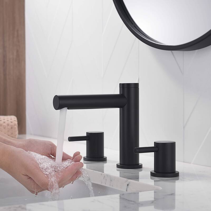 Circular 8" Bathroom Sink Widespread Faucet with Drain Assembly