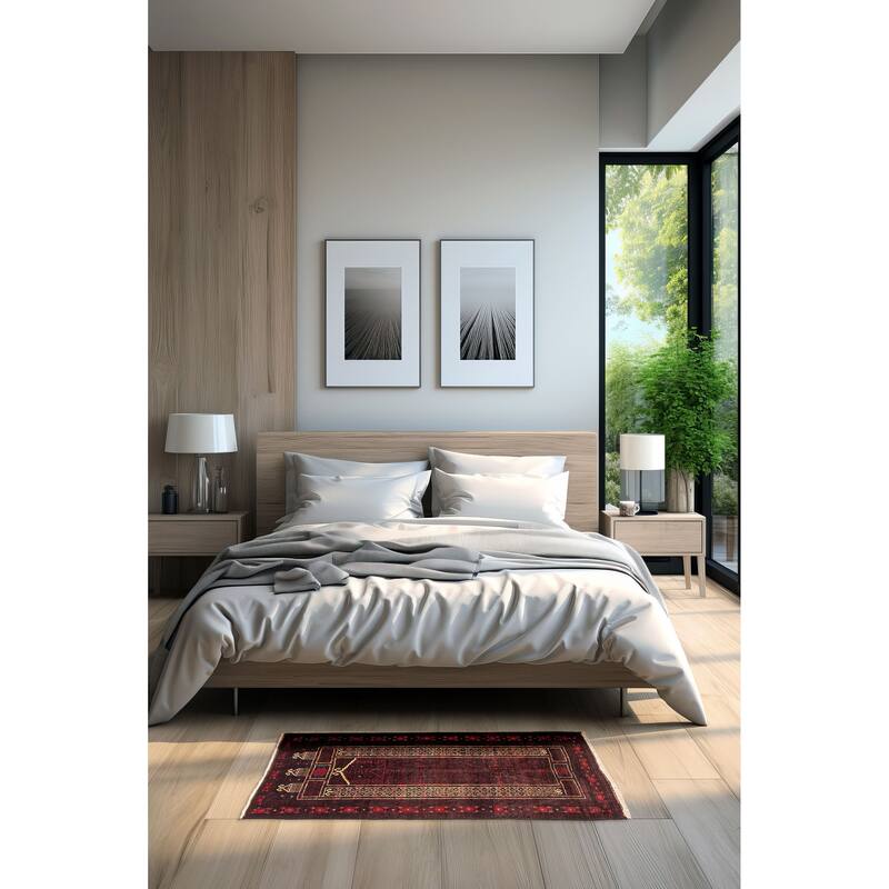 ECARPETGALLERY Hand-knotted Teimani Dark Burgundy Wool Rug - 2'5 x 3'11