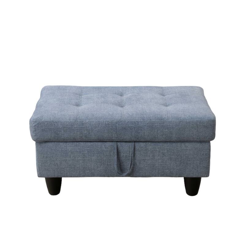 KISRAIS 34" Wide Upholstered Storage Ottoman